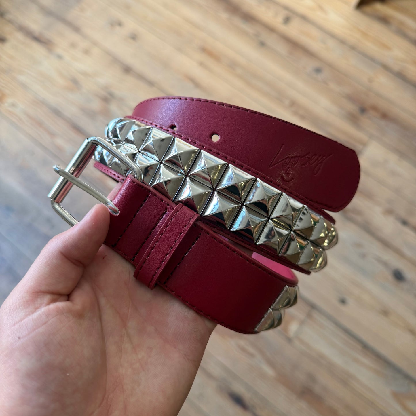 Loosey red stud belt