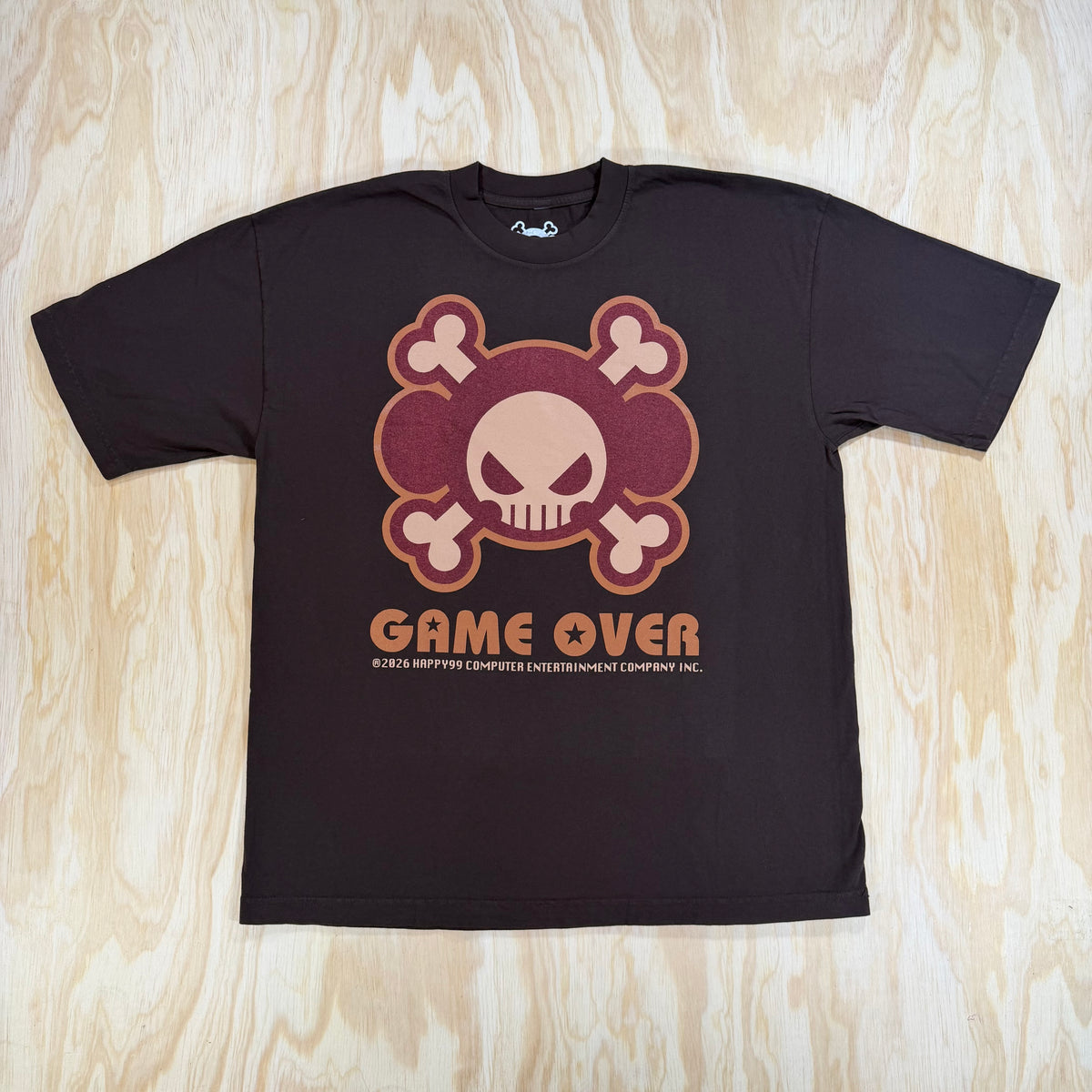 happy99 game over brown tee